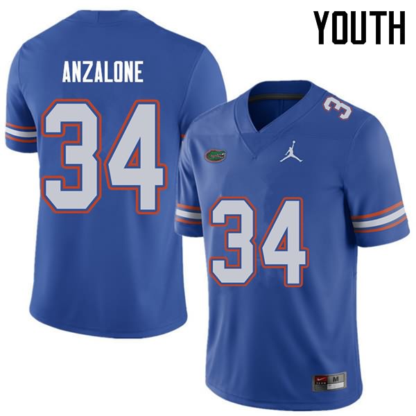 NCAA Florida Gators Alex Anzalone Youth #34 Jordan Brand Royal Stitched Authentic College Football Jersey EKO6864EI